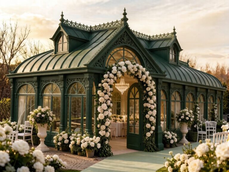 Classical steel structure glass greenhouse